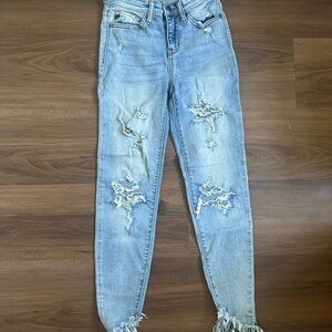 Judy Blue Light Wash Distressed Skinny Jeans